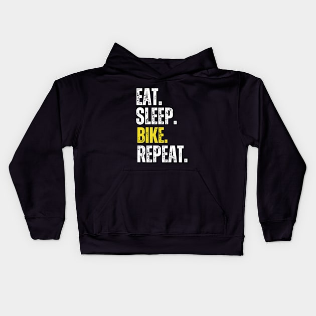 Eat Sleep Bike Repeat, Funny Cycling Saying, Bicyclist Humor Kids Hoodie by twentysevendstudio